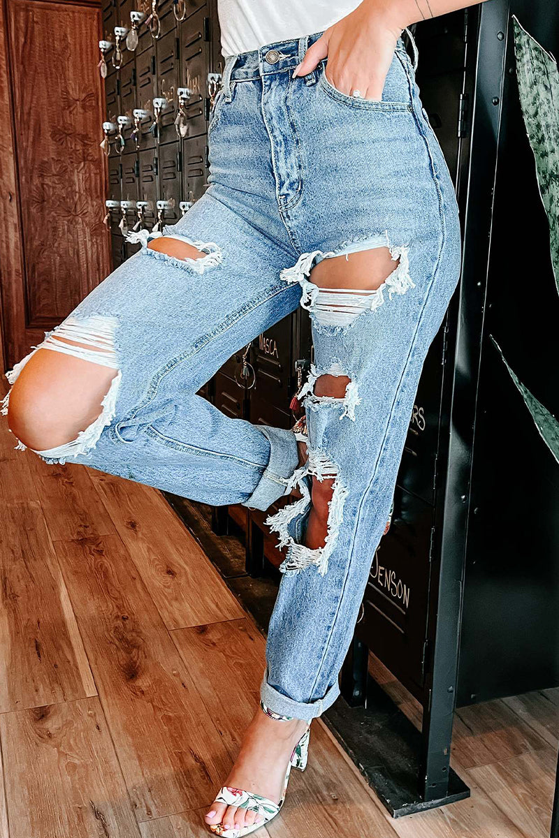 Sexy Patchwork Ripped Denim Jeans