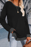 Casual Solid Contrast O Neck Tops