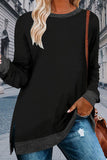 Casual Solid Contrast O Neck Tops