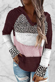 Wisherryy Fashion Hooded Leopard Stitched Knit Sweater(8 Colors)