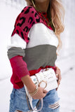 Casual Leopard Color Block Contrast O Neck Sweaters(5 Colors)