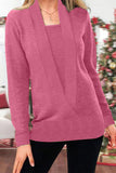 Solid Patchwork V Neck Sweaters(9 Colors)