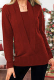 Solid Patchwork V Neck Sweaters(9 Colors)