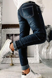 Street Solid Patchwork-Jeans mit mittlerer Taille und normaler Taille