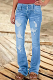 Street Patchwork zerrissene Boot-Cut-Jeans mit hoher Taille (8 Farben)