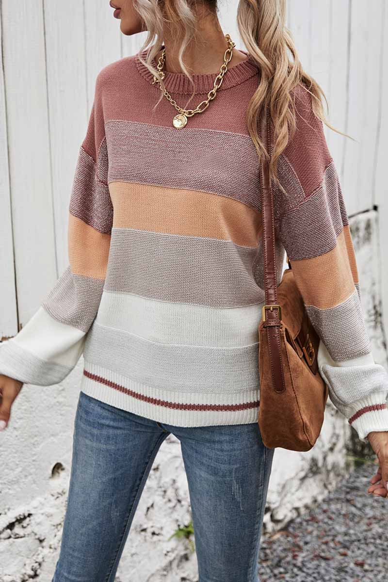 Casual Striped Pullovers O Neck Sweaters