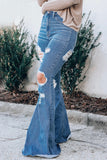 Casual Street Solid Ripped Regular Denim Jeans