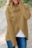 Suéteres casuais de gola alta com fivela sólida (6 cores)