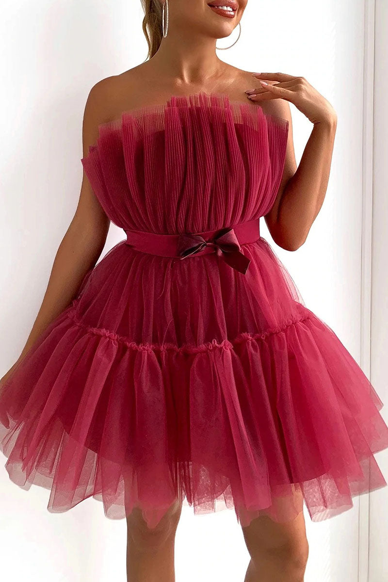 Sexy Elegant Solid Patchwork Strapless Princess Dresses(5 Colors)