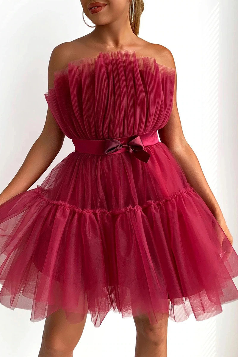 Sexy Elegant Solid Patchwork Strapless Princess Dresses(5 Colors)