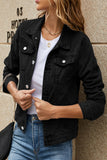 Jaqueta jeans regular de manga comprida com bolso sólido elegante de rua (7 cores)