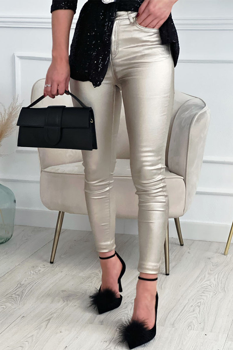 Casual Simplicity Solid Solid Color Skinny Solid Color Bottoms