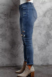 Lässige Patchwork-Jeans aus altem, normalem Denim