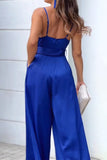 Casual Simplicity Solid V Neck Loose Jumpsuits(3 Colors)