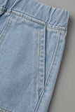 Casual Street Solid Pocket Frenulum Straight Mid Cintura Calças de cor sólida (9 cores)