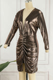 Celebrities Elegant Solid Fold V Neck A Line Dresses(4 Colors)