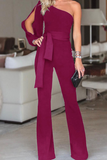 Casual Solid One Shoulder Regular Jumpsuits(7 Colors)