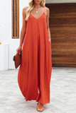 Casual Solid Solid Color V Neck Loose Jumpsuits(6 Colors)