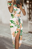 Süße, elegante, florale, nicht positionierende, bedruckte, schulterfreie Patchwork-Kleider in A-Linie (6 Farben)