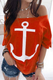 Casual Street Print Patchwork Off the Shoulder T-Shirts(3 Colors)