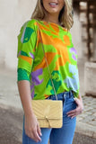 Arbeit Elegant bedruckte Patchwork-T-Shirts mit schrägem Kragen (7 Farben)