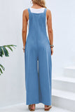 Casual Vacation Solid Buttons Square Collar Loose Jumpsuits(10 Colors)