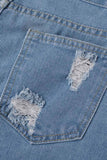 Lässige, schlichte Jeansshorts mit festem Quastenriss und geradem Schnitt