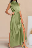 Celebrities Elegant Solid Solid Color Halter A Line Dresses(5 Colors)