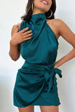 Celebrities Elegant Solid Fold Halter A Line Dresses(6 Colors)