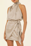 Celebrities Elegant Solid Fold Halter A Line Dresses(6 Colors)