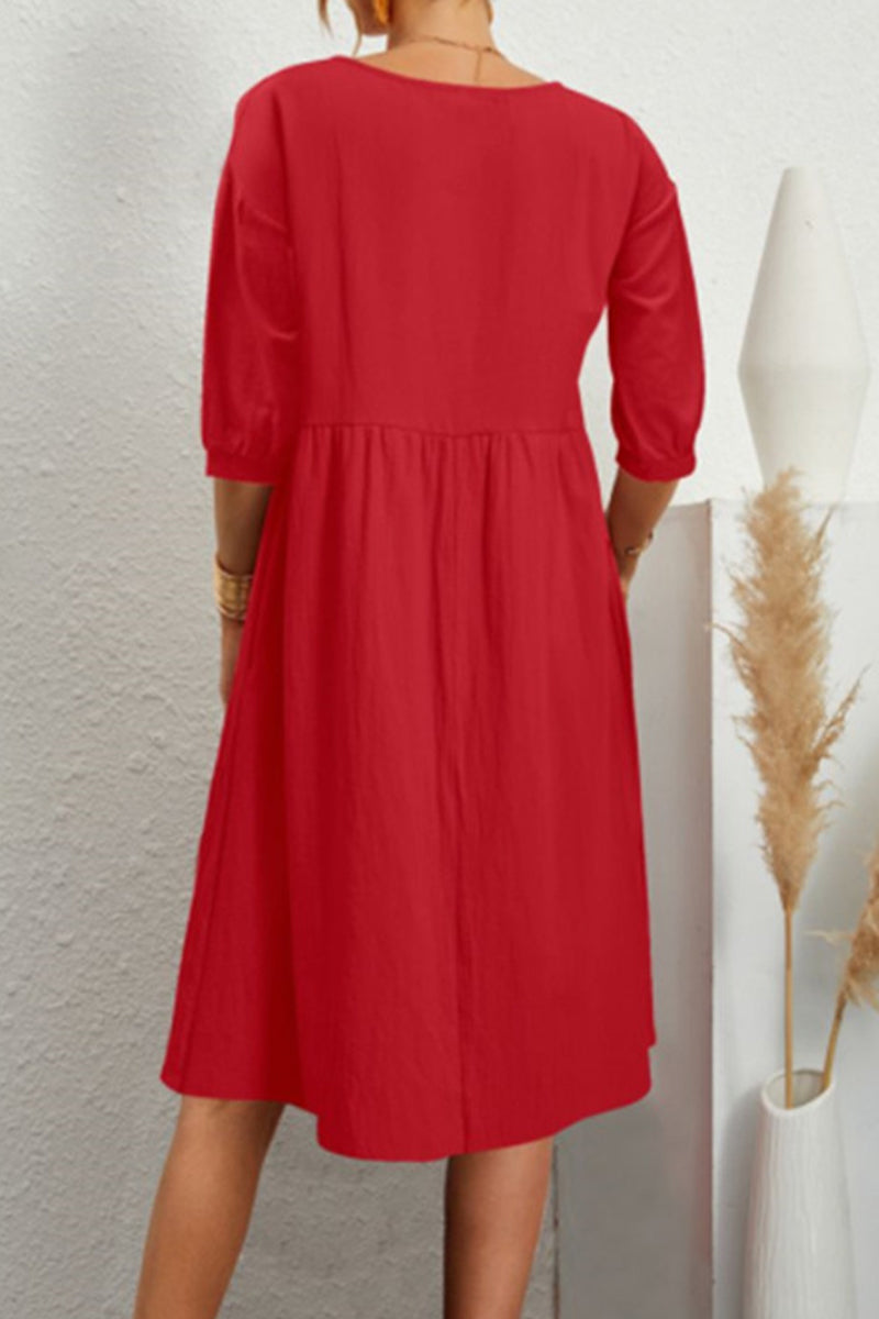 Casual Simplicity Solid Color O Neck A Line Dresses(8 Colors)
