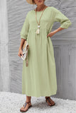 Casual Solid Solid Color O Neck A Line Dresses(11 Colors)