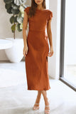 Celebrities Elegant Solid Hollowed Out Solid Color A Line Dresses(3 Colors)