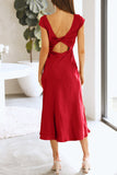 Celebrities Elegant Solid Hollowed Out Solid Color A Line Dresses(3 Colors)