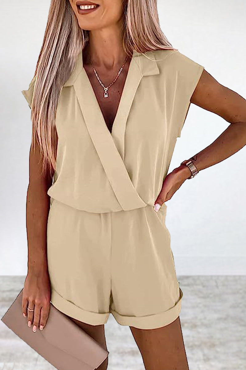 Casual Solid V Neck Loose Jumpsuits(5 Colors)