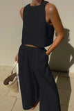 Casual Simplicity Solid Solid Color O Neck Sleeveless Two Pieces