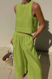 Casual Simplicity Solid Solid Color O Neck Sleeveless Two Pieces