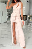 Celebrities Elegant Solid Fold Oblique Collar Evening Dress Dresses(5 Colors)
