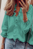Lässige, einfarbige Blusen mit Volant und V-Ausschnitt (9 Farben)