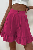 Casual Solid Flounce Loose High Waist Wide Leg Solid Color Bottoms