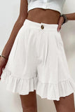 Casual Solid Flounce Loose High Waist Wide Leg Solid Color Bottoms