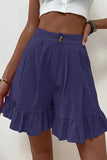 Casual Solid Flounce Loose High Waist Wide Leg Solid Color Bottoms