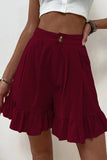 Casual Solid Flounce Loose High Waist Wide Leg Solid Color Bottoms