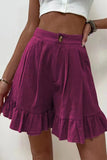 Casual Solid Flounce Loose High Waist Wide Leg Solid Color Bottoms