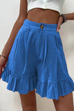 Casual Solid Flounce Loose High Waist Wide Leg Solid Color Bottoms