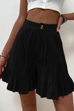 Casual Solid Flounce Loose High Waist Wide Leg Solid Color Bottoms