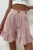 Casual Solid Flounce Loose High Waist Wide Leg Solid Color Bottoms