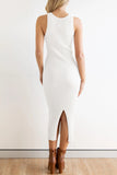 Casual Simplicity Solid Solid Color O Neck One Step Skirt Dresses