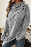 Casual Solid Patchwork Asymmetrical Scarf Collar Tops