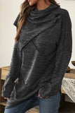 Casual Solid Patchwork Asymmetrical Scarf Collar Tops